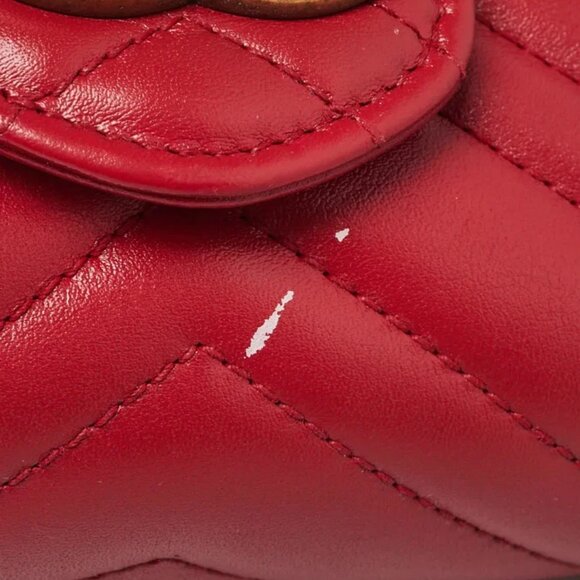 Gucci Red Quilted Leather GG Marmont 2.0 Chain Wallet Clutch Bag - Picture 11 of 12